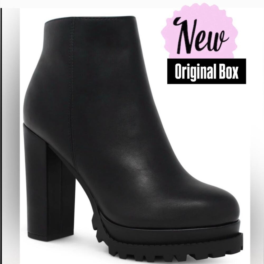 NEW Marco Women's Black Platform Chunky Block Heel Lug Sole Ankle Boot Size 7.5 - Picture 6 of 6